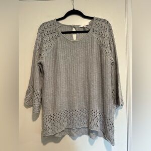 LC Lauren Conrad Womens Sz: XLP Bell Sleeve Open Knit Flowy A-line Sweater.